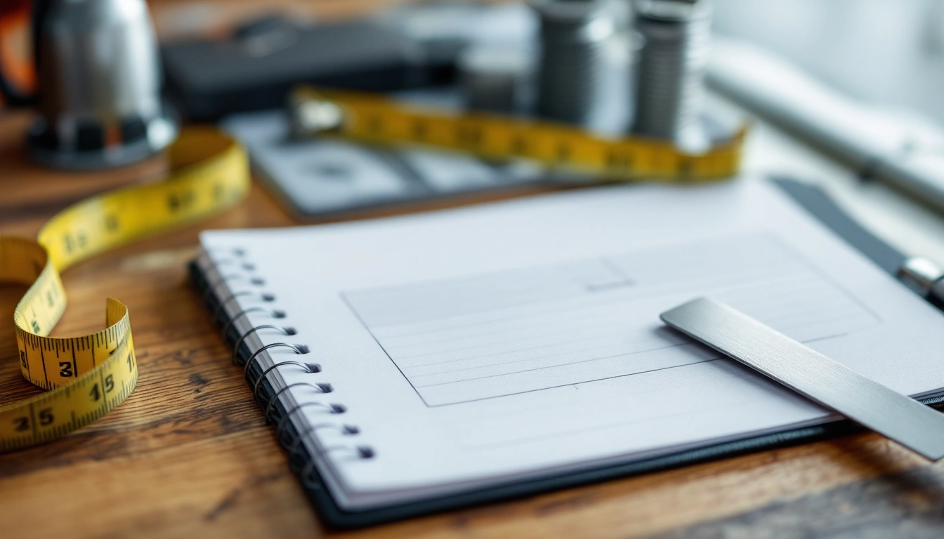 Measuring tape and finish samples on a desk