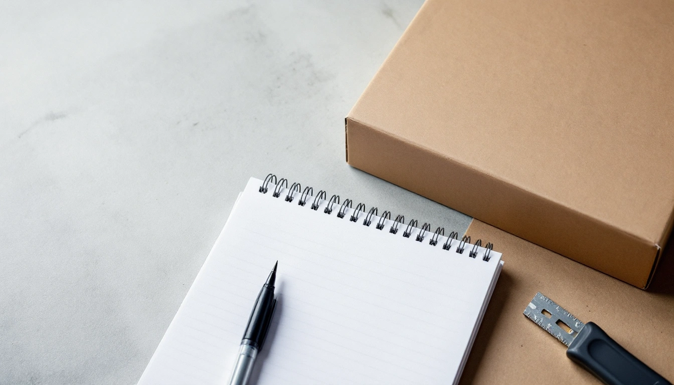 Notebook and planning materials on a desk