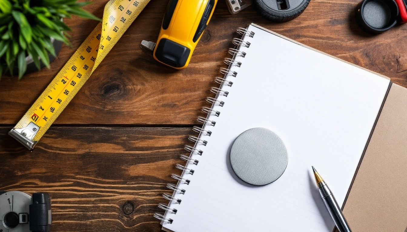 Notebook and planning materials on a desk