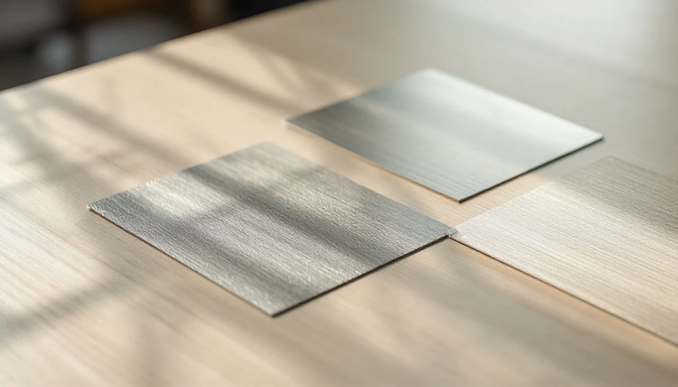 Plain metal finish samples and pencil